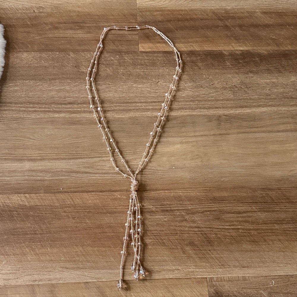 Delicate Pink Pearl Lariat Necklace